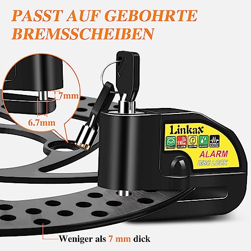 Motorradschloss Linkax Bremsscheibenschloss für verschiedene Fahrzeuge