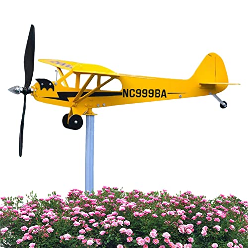 Rianpesn Viento la Veleta del Aeroplano,Veleta Hecha a Mano para avión Flotante - Avión Piper J3 Cub - Regalos para los Amantes los vuelos, decoración Veleta Metal