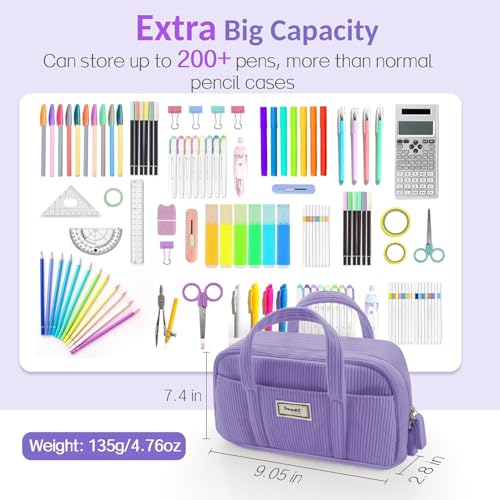 image for Sooez Large Pencil Case Pouch, Extra Big Pencil Bag with 5 Compartment