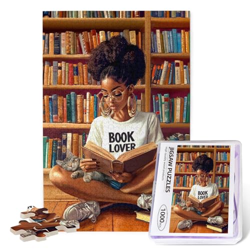 African American Puzzles for Adults 1000 Pieces Black Women Reading Jigsaw Puzzles for Adults Afro Black Woman Wooden Puzzle for Fun Family Game Motivational Toy Educational Intellectual