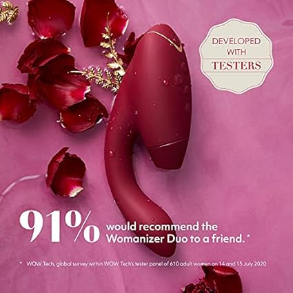 Womanizer DUO 1 Rabbit Vibrador y Estimulador del Punto G con succión del clítoris, doble estimulación con 12 niveles de intensidad cada uno, Burdeos Dorado