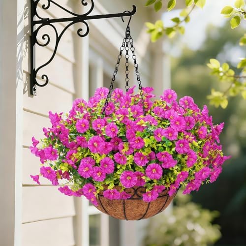 Yastouay Artificial Hanging Flowers for Outdoors, Fake Hanging Pl...