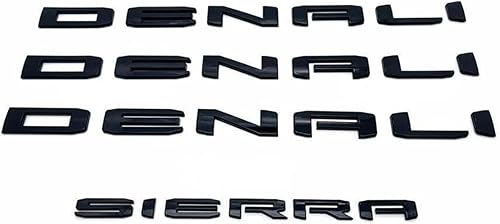 Miniatura 5 de Juego de 2 emblemas de Sierra Denali 2019-2025 para portón trasero con placa de identificación 3D compatible con Sierra 1500 2500HD 3500HD Denali HD