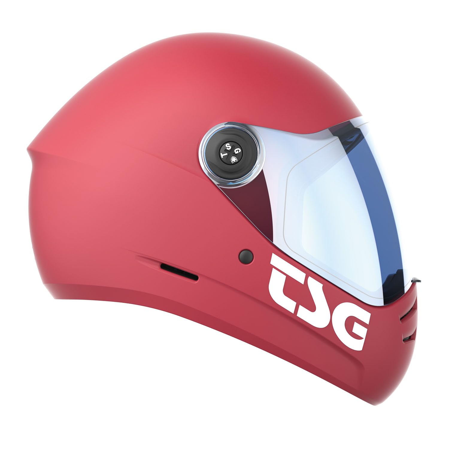TSG - Pass 2.0 Full-face Premium Helmet w/Two Visors | Downhill Skateboarding, E-Skating, E-Onewheeling, Longboarding | Nose Ports, Air Flow Channels, Ear Slots, Adjustable Pads, Satin Red, Large