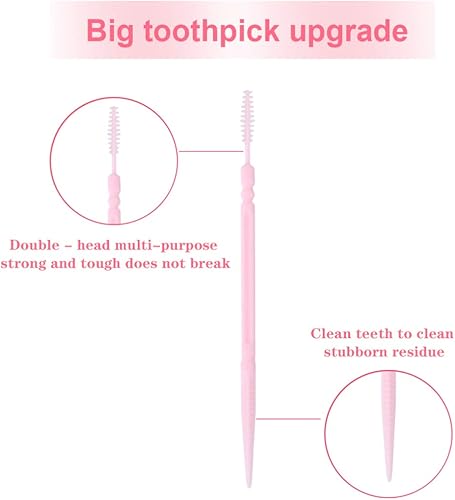 Miniatura 4 de Púas de hilo dental 1000 palillos de dientes desechables, palillos de plástico de doble cabeza, hilo dental interdental para el cuidado bucal para