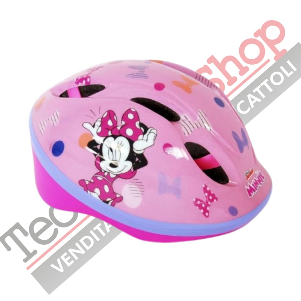 Tecnobike Shop Caschetto Casco Bici per Bambina Bicicletta Volare Disney Minnie Omologato Misura Regolabile 52/56 cm