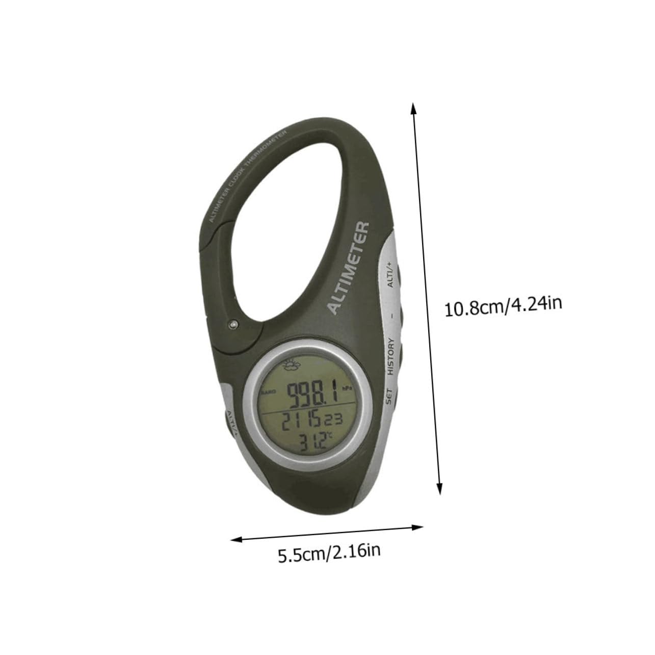 BCOATH Portable Handheld Thermometer Mountaineering Barometer with Carabiner Clip for Accurate Altitude Measurement and Weather Forecasting for Outdoor Climbing Adventures