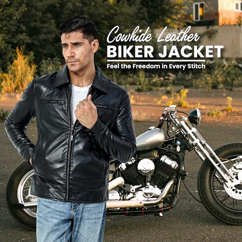 Leather Jacket Men Polo Collar |100% Lambskin Leather Motorcycle Jacket | Men's Biker Jacket Classic Everyday | Icon4