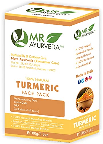 Image of MR Ayurveda 100% Natural Turmeric Powder | Turmeric Powder for Face | Turmeric Powder Organic | Haldi Face Pack | Turmeric Powder for Skin | No added Chemicals, 100 Grams