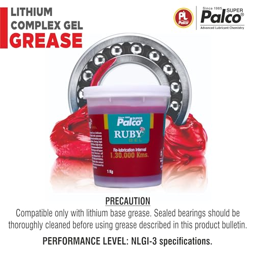 Image of PALCO RUBY Gel Red Grease 1 KG (Pack of 1) NLGI-3 Extreme Pressure Industrial High Temperature Lithium Complex Water Resistant Grease for Car & Machinery for Long Lasting Performance Up to 130000 Kms