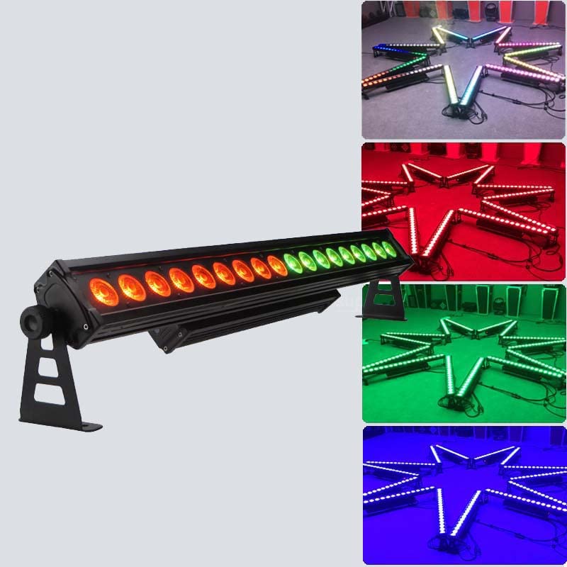 DJ-Licht für Partys, Professional decorative wall lighting 18x18w wall wash bar light 6in1 waterproof led dj facade wall washer lights(UK Plug)