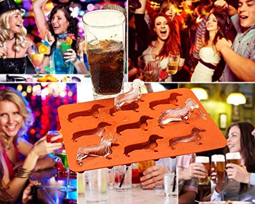 Zhaocaigui Eiswürfelform, 9 Stück Dackel Eiswürfel, Orange, Silikon, BPA-frei
