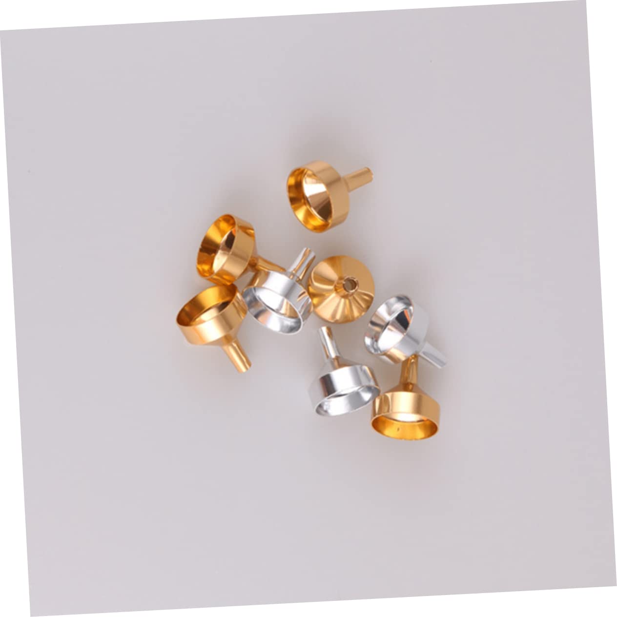 Anneome 48piezas Embudo De Metal Reutilizable Para Recarga De Perfumes y Aceites De Plateados Mini Para y Cosméticos Para Transferir Sin Derrames