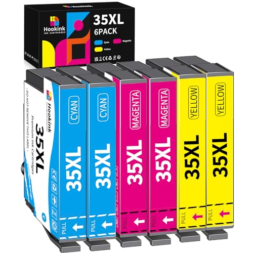 Hookink 35XL 35 XL Druckerpatronen für Epson 35 Tintenpatronen Kompatibel mit Epson Workforce Pro WF-4720 WF-4725 WF-4730 WF-4740 WF-4720DWF WF-4725DWF WF-4740DTWF WF-4730DTWF (6er-Pack)