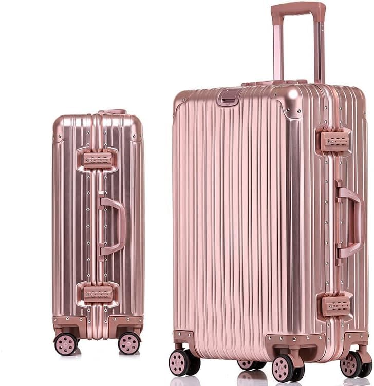 Aluminum Carry On Luggage Hardshell Zipperless Suitcase with TSA Lock, 360° Wheels, Lightweight Airline Approved Business Travel (pink, Checked in 28inch)