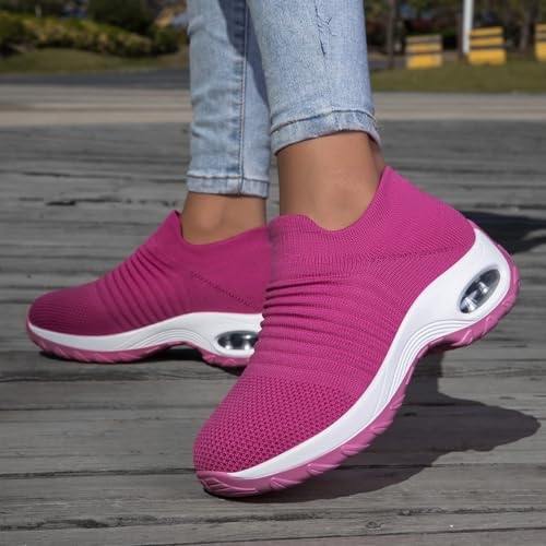 Image of Non Slip Work Shoes Women, Slip On Sneakers Women,Work Shoes Walking Gym Nurse Mesh Casual Fashion Sneakers Comfort Breathable Lightweight