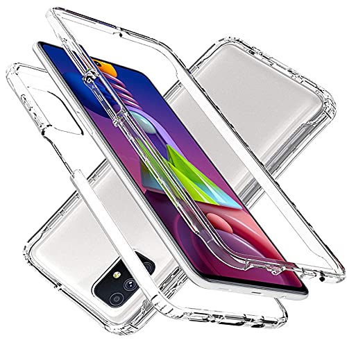 Tianyan Coque Samsung Galaxy M51,360 Degres Anti-Choc Housse [TPU Silicone Avant et Dur PC Arrière] 2 in1 Protection Anti-Rayures Etui Coque pour Samsung Galaxy M51,Transparent Cover