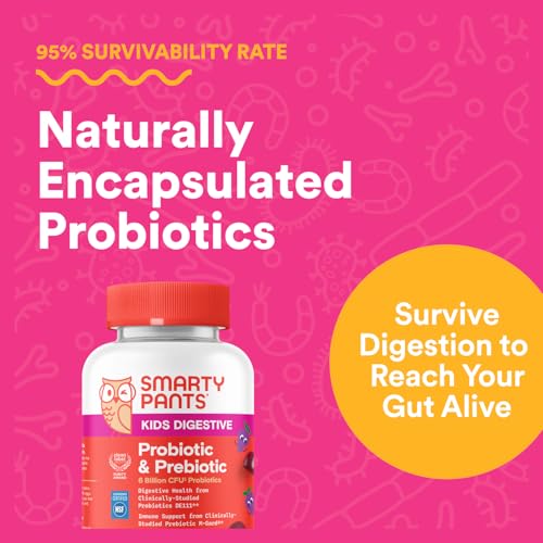 SmartyPants Kids Probiotic & Prebiotic Gummies for Digestive Health: Gut Health Supplement, Clinically Studied Prebiotic for Immune Support, Grape, 60 Count (30 Day Supply) - Thumbnail 6