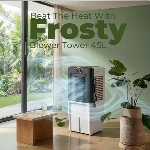 Image of 45L Frosty Air Cooler for Room Cooling | Anti Bacterial Honey Comb Pads | Collapsible Louvers | Compatible Wheels for Easy Moving | 9 Feet Air Throw Distance