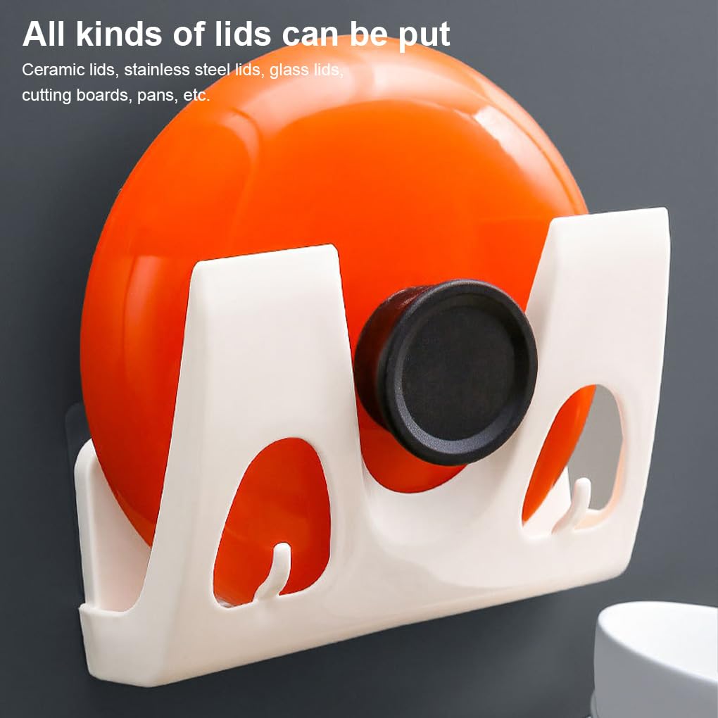 Juego de 10 soportes para tapas de ollas, autoadhesivos, para colgar en la pared, espátulas para colgar en el hogar, herramienta de cocina, estante sin perforaciones, color blanco