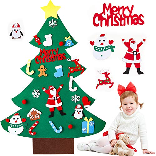 Christmas Decorations Christmas Tree Felt Christmas Tree with Ornaments Christmas Ornaments Christmas Decor DIY Felt Christmas Tree Felt Christmas Tree for Kids (3.3FT Kids Felt Christmas Tree)