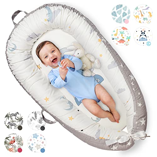 Image of Baby Lounger for Newborn Cover - Newborn Lounger for 0-12 Months, Breathable & Portable Infant Lounger - Adjustable Cotton Soft Baby Floor Seat for Travel, Newborn Essentials - Baby Snuggle