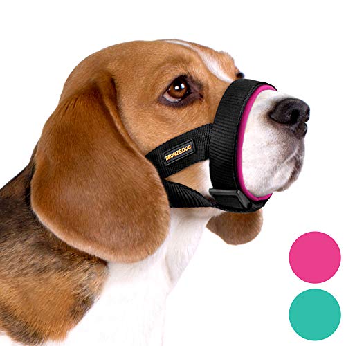 BRONZEDOG Soft Padded Dog Muzzle Adjustable Neoprene Comfort Bitting
