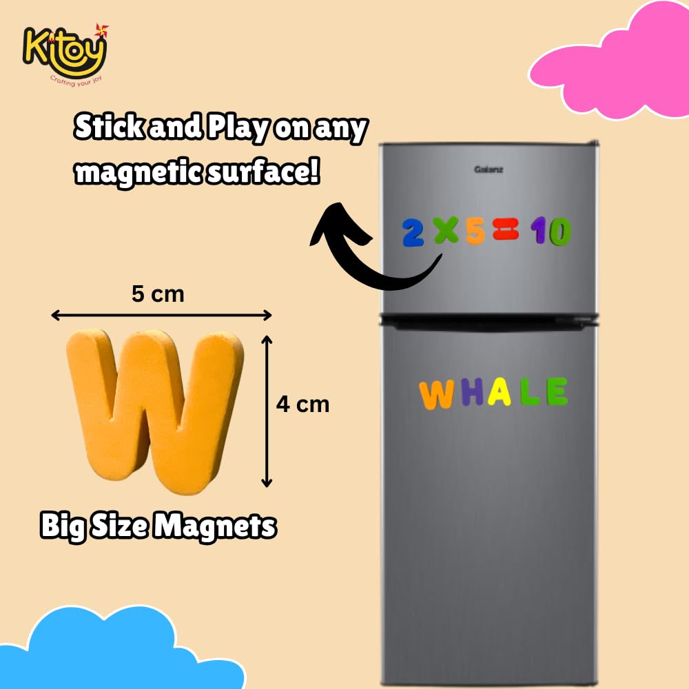 Alphabet and Number Magnets Combo | Total 71 Magnets | 26 Upper Case Letters Alphabets and 40 Number 5 Operators | Colorful ABC Educational Toy Set Preschool Learning Spelling & Counting 1