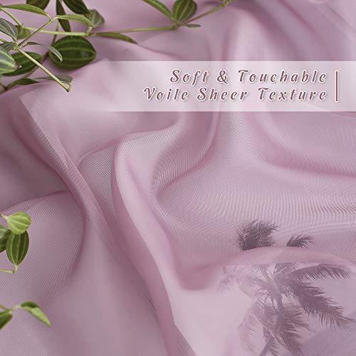 Image of NICETOWN Bedroom Sheer Curtains 63 inch Length for Princess Bedroom, Grommet Top Voile Textured Window Curtains Light and Airy Drapes for Children Room, 54'' W, 1 Pair, Purple,Adult