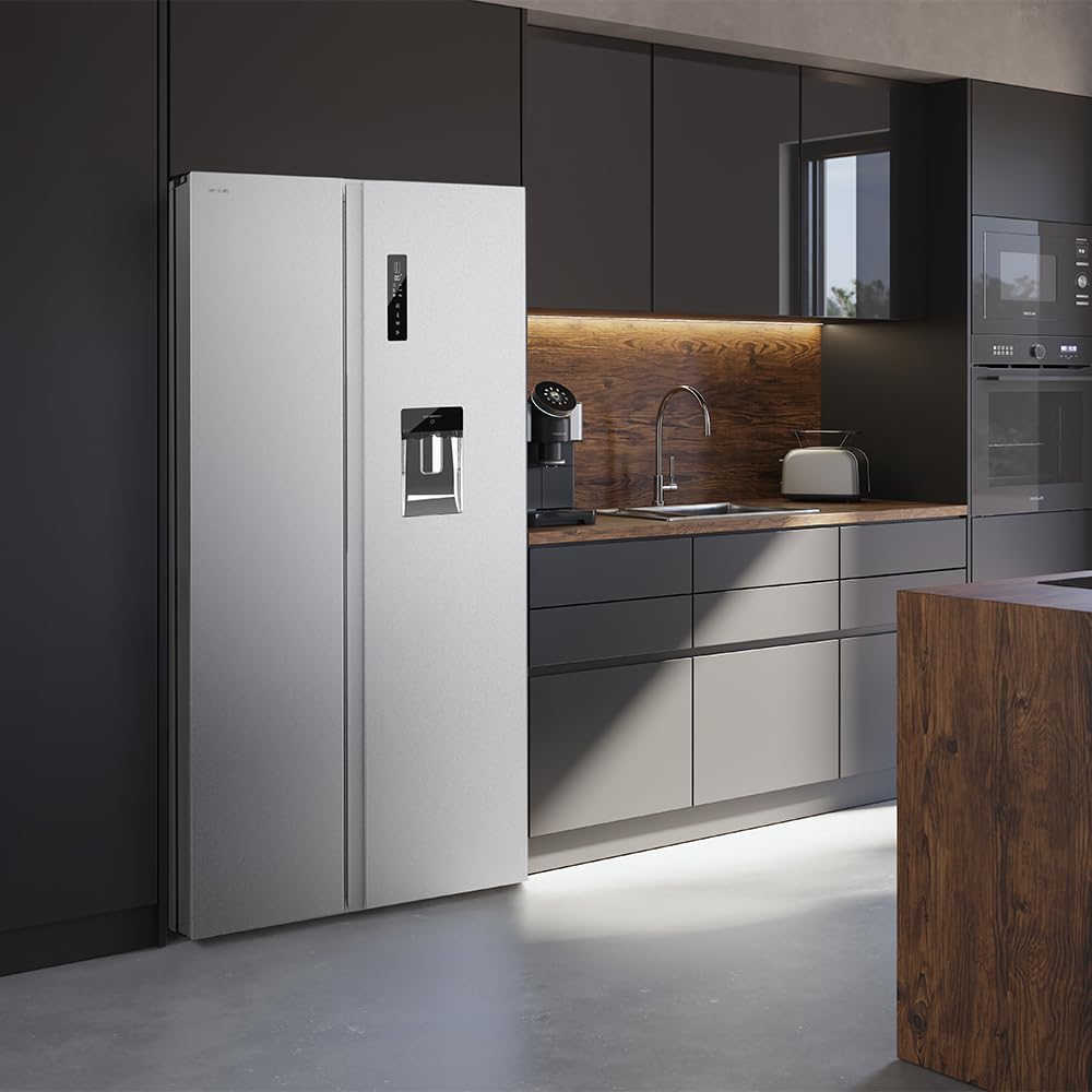 Cecotec Réfrigérateur Américain de 559 Litres Bolero CoolMarket SBS 562 Inox D. 177 cm de Hauteur et 90 cm de Largeur, Classe D, Système Multi Air Flow, No Frost Total, Moteur Inverter Plus