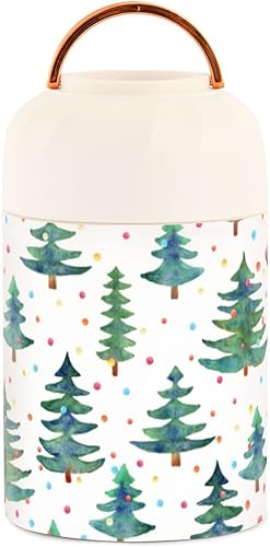 Miniatura 1 de JUNZAN Green Trees Ball Kids Womens Food Insulated Jar with Spoon 17oz500ml Soup Containers With Lids Stainless Steel Vacuum Leakproof Storage