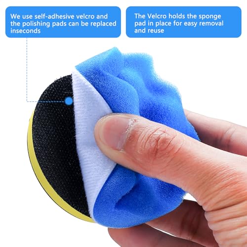 23 Pcs Esponja Pulir Coche, 80mm Kit Pulido Coches, Pulimento Coche Esponja de Pulido, Kit de Aplicador de Esponjas, Almohadillas de Pulido de Lana, para Lijar Cncerar Pulir Coches com M10 Adaptador - imagen 4
