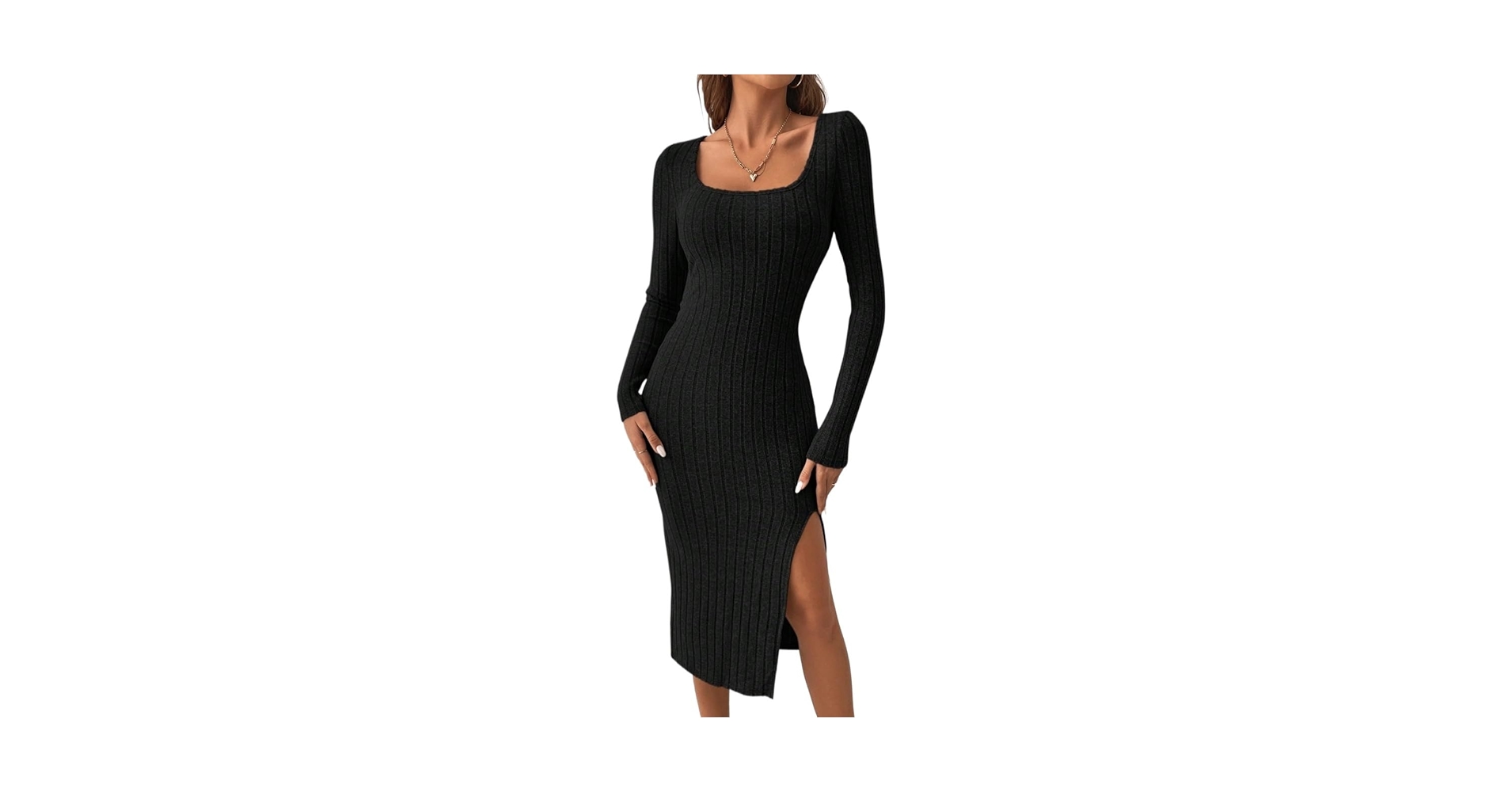 美品✨6 (ROKU) COTTON SLITDRESS BLACK 36 6(ROKU) COTTON SLIT DRESS 36サイズ黒