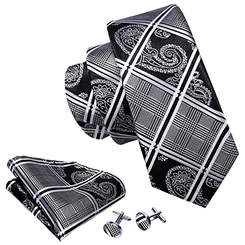 Barry.wang Formal Ties Black Grey Neckties For Men Set Paisley Style #TOP1