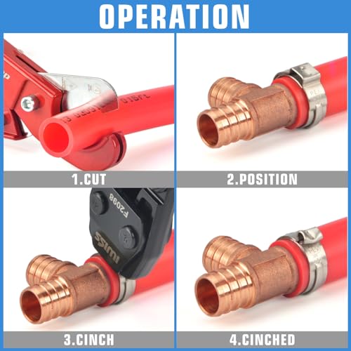 Image of iCrimp 3 /8 to 1 inch Cinch Clamp Crimping Tool Kit, With 1 /2 inch Cinch Clamp Rings(20 Pack) and Brass Fittings(12 Pack), PEX Tubing Cutter