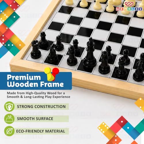Image of Wembley 2 in 1 Magnetic Wooden Chess Board Set and Ludo Board Game, Magnetic Chess Set with Pieces, Ludo Game for Kids, Family Board Game for Boys and Girls