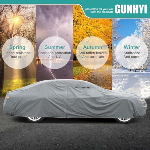 Image of GUNHYI 16 Layers Car Cover Waterproof All Weather, Heavy Duty Outdoor Car Cover Universal Fit Sedan Coupe Chevrolet Caprice, Buick Roadmaster /Riviera, Ford Crown Victoria, Cadillac DTS etc.