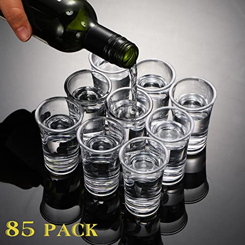 85 Pieces Unbreakable Bulk 1.4 Oz Heavy Base Whiskey Clear Cute Shot Glasses for Bar Party Favor, Night Bar Game - Thumbnail 3