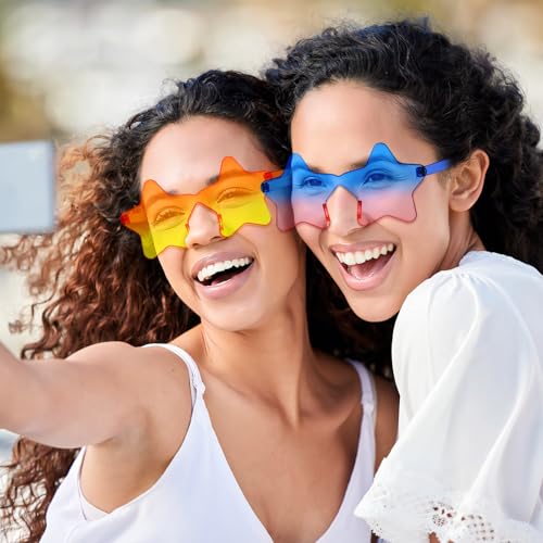 SUNOVELTIES 16/48 Star Rimless Sunglasses Irregular One Piece Colored Party Glasses Transparent Fun sunglasses for Teen Adult4