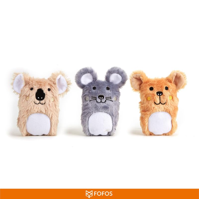 Image of BarkButler x FOFOS Puppy Plush Toys (Mix) - Soft & Squeaky Toys for Dogs, Small Dog Toys Set (0-10kgs) - Multicoloured