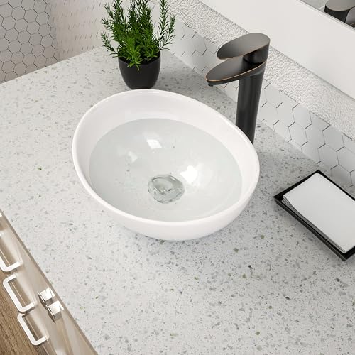 Fregadero ovalado blanco que elimina salpicaduras en baños pequeños de 40cm 3