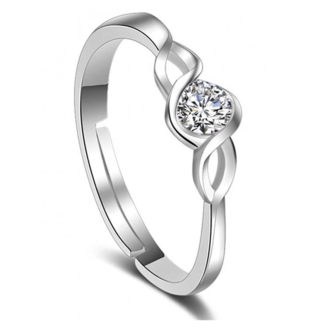 Jewels Galaxy Delicate American Diamond Silver Plated Elegant Adjustable Ring for Women/Girls (SMNJG-RNS-5181) (B091YG3NBB) Amazon Price History, Amazon Price Tracker