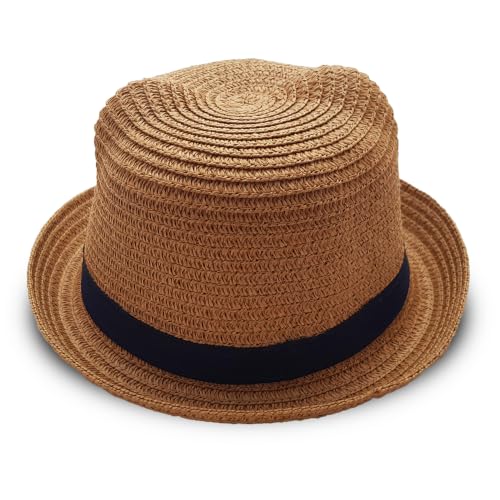 Image of VRITRAZ Kids Straw Hat for Baby Boys & Girls | Printed Summer Sun Hat, Woven Wide Brim Beach Cap, Lightweight Breathable Holiday Travel Picnic Outdoor Fancy Dress Fashion Hat for Children & Toddler