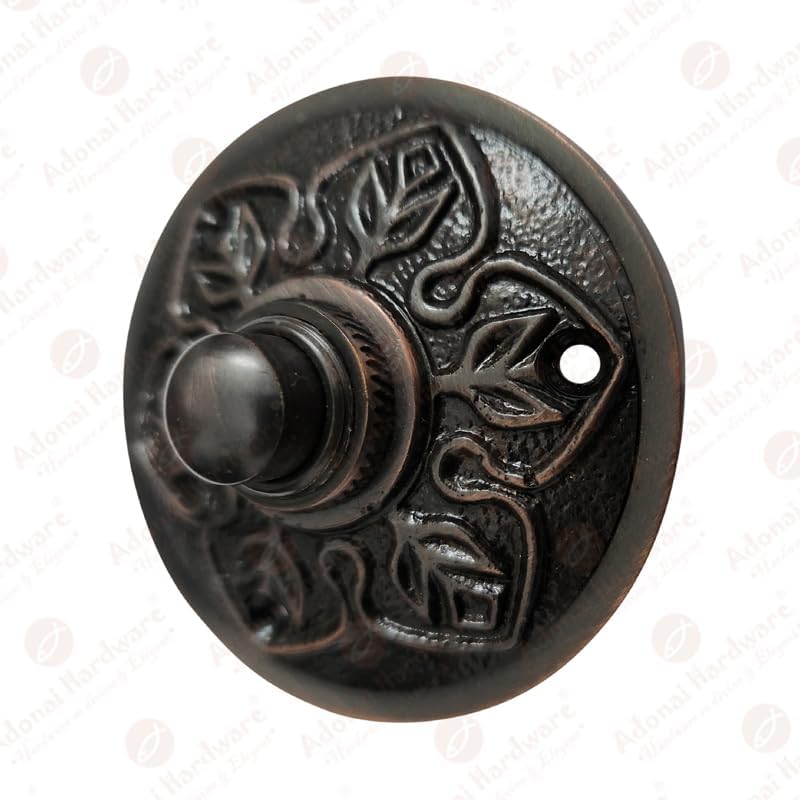 Adonai Hardware Flower Brass Bell Push or Door Bell or Push Button - Oil Rubbed Bronze