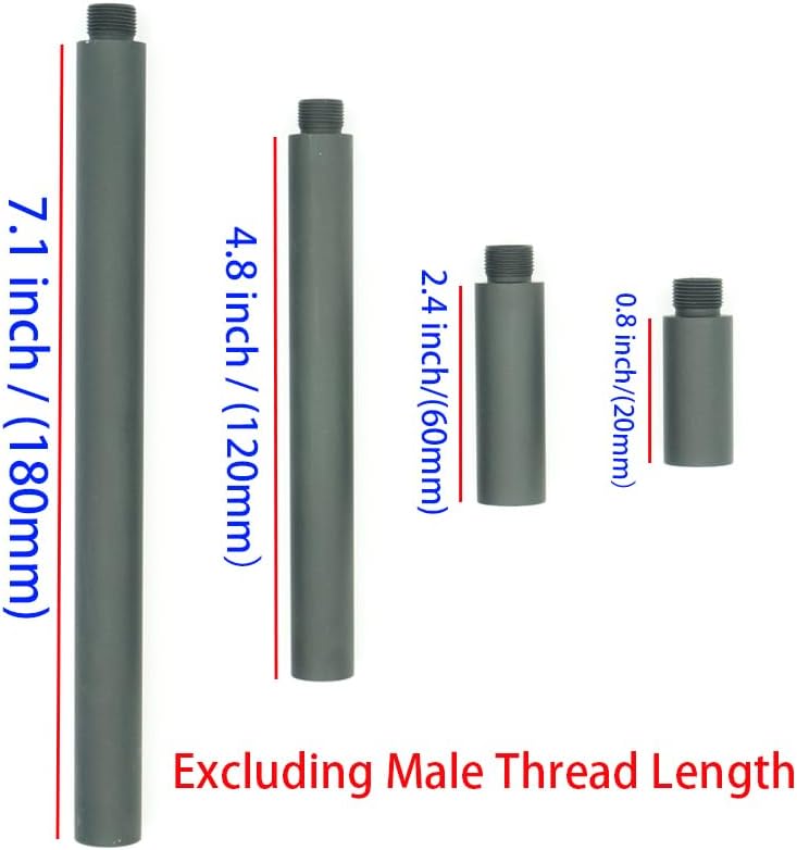 Miniatura 2 de 14mm CCW a 14mm CCW 0.8" 2.4" 4.8" 7.1" Diámetro exterior 0.75" (19mm) Tubo negro M14x1 con rosca izquierda Extensiones Accesorios Cuatro piezas
