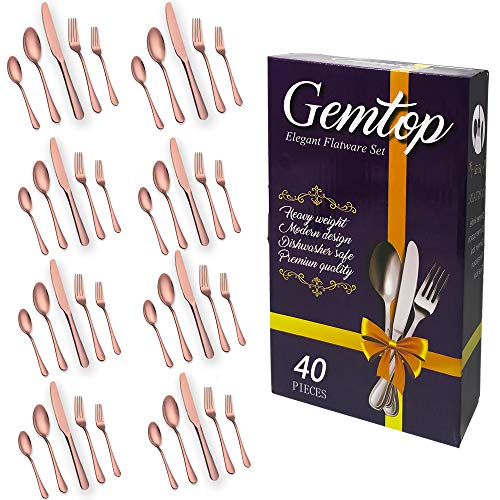 Rose gold Silverware Set, copper Plated Stainless Steel flatware set Include Forks, Spoon