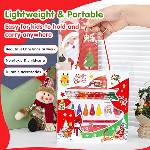 Image of Kidology 3-Pcs. Christmas Gift Pack for Kids - Colouring Book, Stationery Kit & Festive Gift Wrap | Fun Santa-Themed Holiday Activity Set with Random Designs