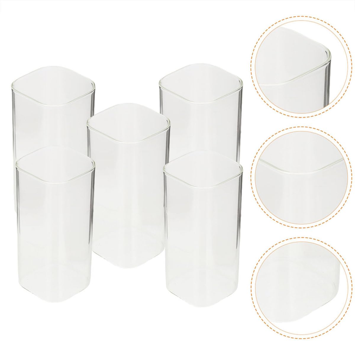 SHINEOFI Bicchieri Quadrati in Vetro Borosilicato Resistenti a Sbalzi Termici Set 6 da 250ml Versatili per Acqua e Tè, per Occasioni Eleganti