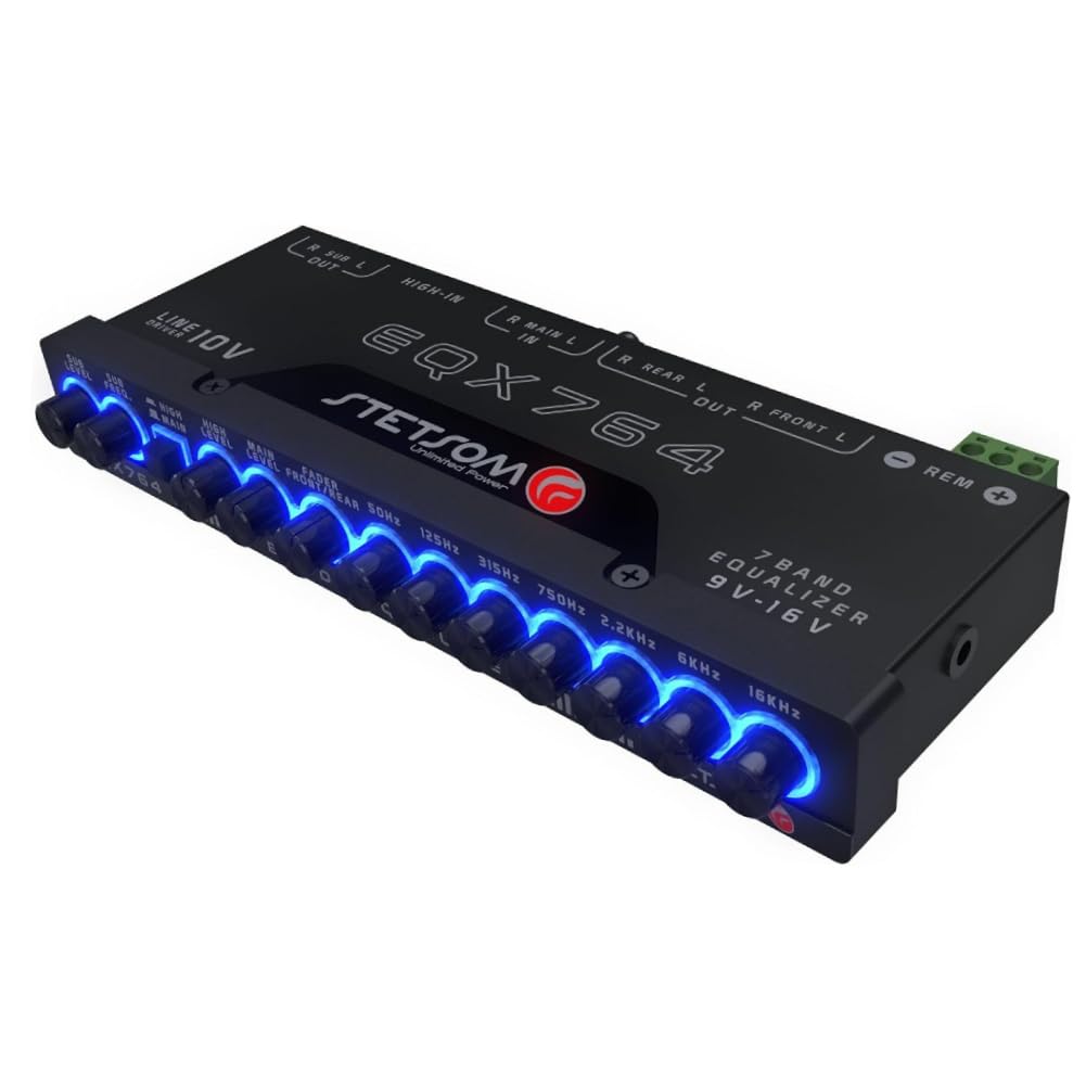 Genérico Kit Set para Stetson EQX764, 1 Ecualizador preamplificador de 7 Bandas, Ecualizador, Crossover, ultradelgado, Listo para Auto, 1 Unidad + Accesorios Gratis
