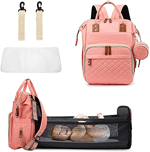 Image of YGJT Diaper Bag Backpack Baby Bag with Portable Changing Pad, Stroller Straps, Pacifier Case for Boys Girls Large Capacity, Waterproof Multipurpose Travel Back Pack for Moms Dads(Pink)